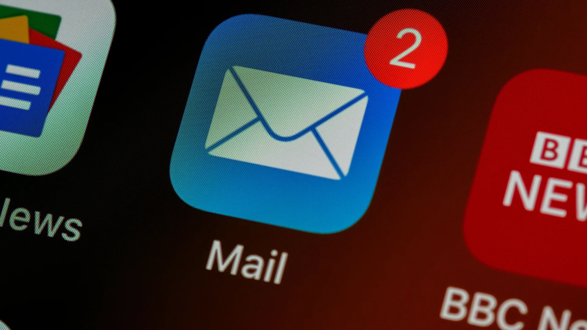 Mail-app met twee ongelezen berichten.
